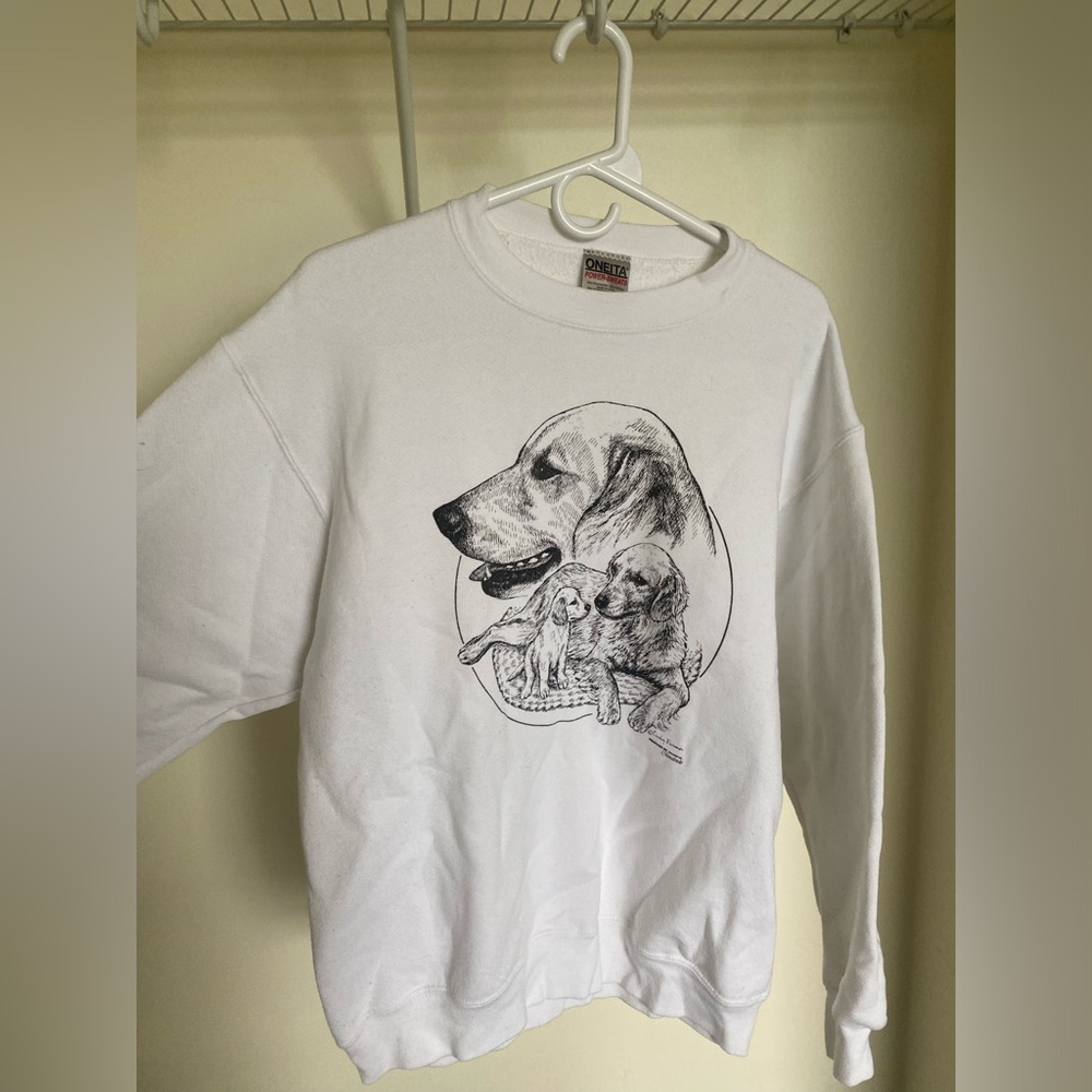 Vintage 90s Golen Retriever white crewneck large